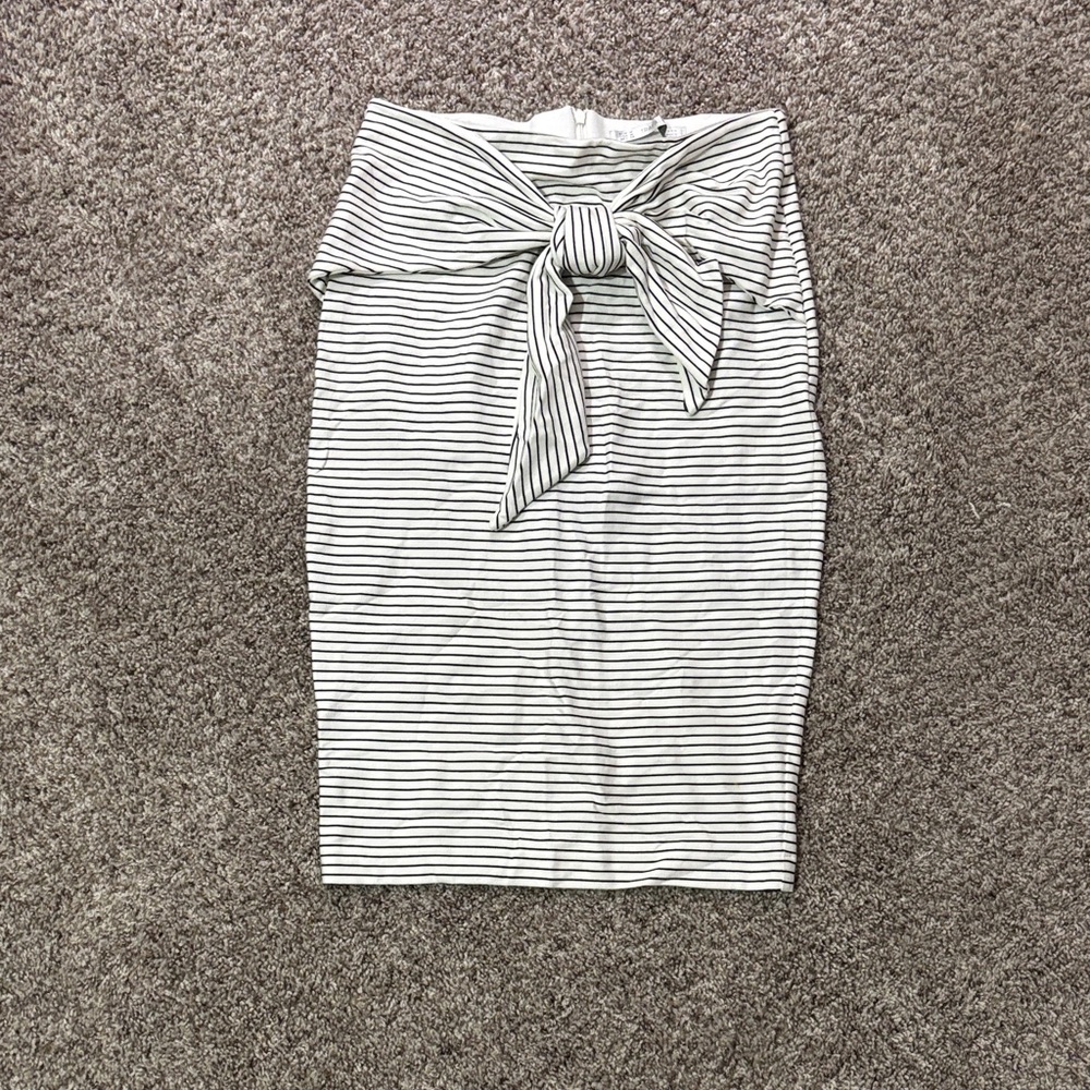 Zara Black and White Striped Pencil Skirt